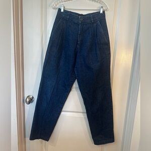 Vintage 90s LizSport Pleated Hi-Rise Tapered Ballon Dark Wash Jean,Small/Medium